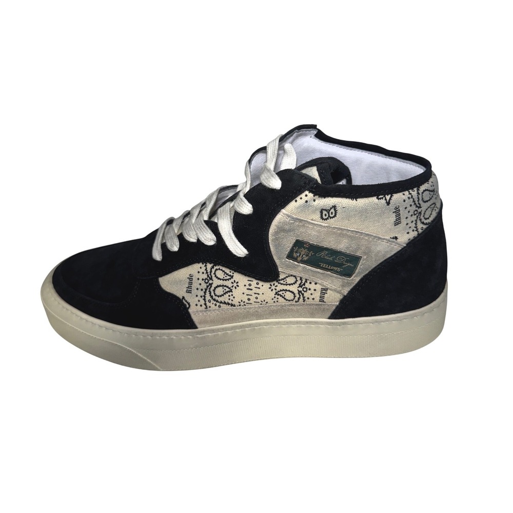 Rhude Mens High Top Sneakers White Leather Streetwear Shoes New in Box RHU01